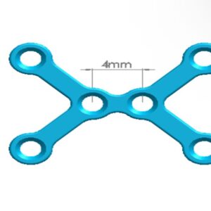 Plaque maxillo-faciale en forme de X à 6 trous 1.0 mm